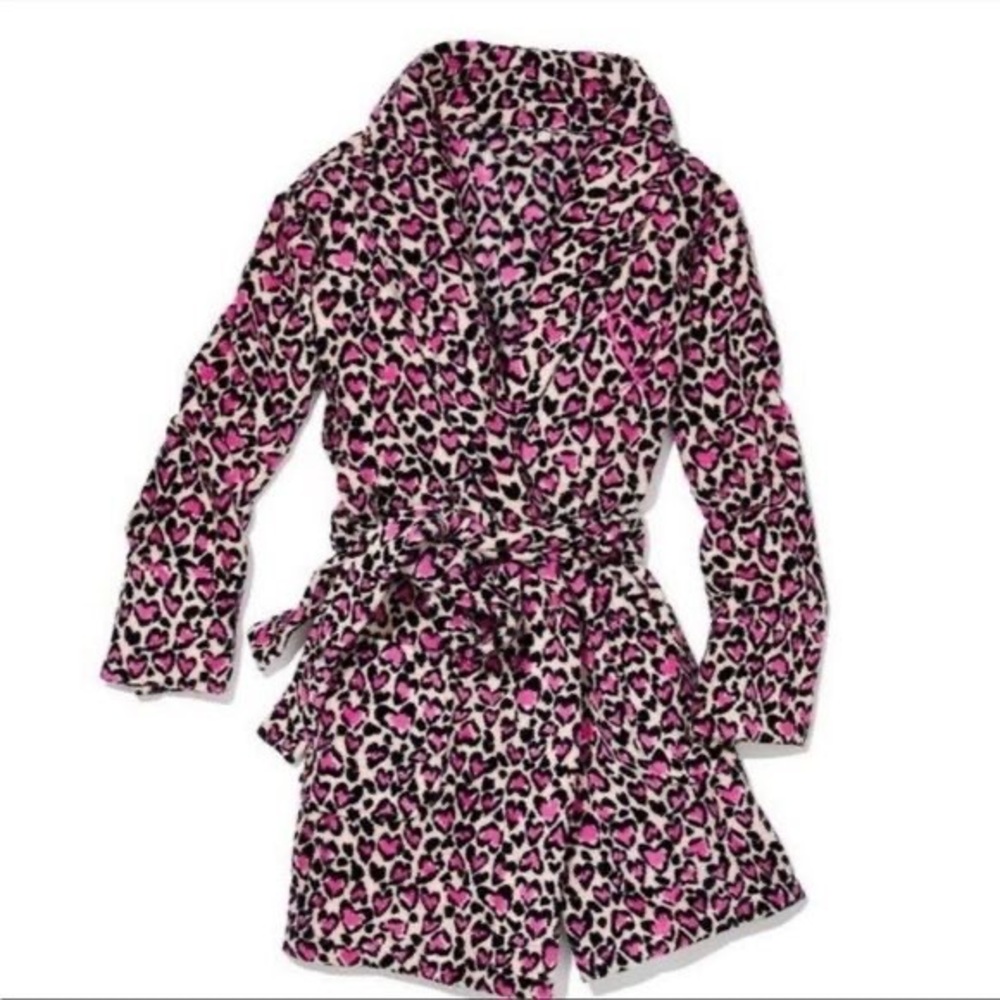 Victoria’s Secret Plush Pink Hearts Bathrobe Size XS/S